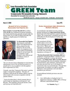 March 2, 2009  Issue #75 Boswell & Terry Introduce Renewable Fuel Pipeline Act