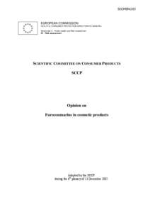 Opinion of the Scientific Committee on Consumer Products on furocoumarins in cosmetic products