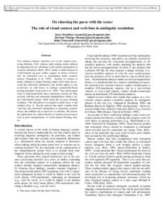 In J. Moore and K. Stenning (eds.), Proceedings of the Twenty-third Annual Conference of the Cognitive Science Society (ppMahwah, NJ, USA: Lawrence Erlbaum Associates, Inc. On choosing the parse with the scen