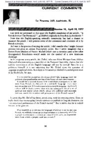 Essays of an Information Scientist, Vol:3, p[removed], [removed]Le Nouveau Current Contents, #16, p.5-12, April 18, 1977