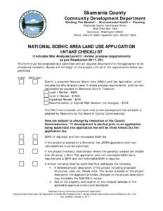 Skamania County  Community Development Department Building/Fire Marshal  Environmental Health  Planning Skamania County Courthouse Annex Post Office Box 1009