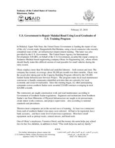 Embassy of the United States of America Khartoum, Sudan http://sudan.usembassy.gov  February 25, 2010