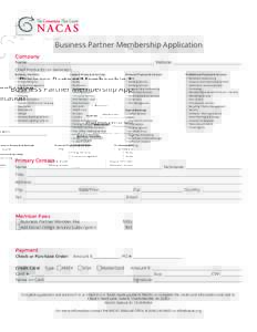 Business Partner Membership Application Company Name: Website: