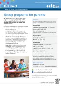 Group programs for support - Child Health Service