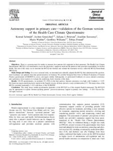 Autonomy support in primary care-validation of the German version of the Health Care Climate Questionnaire