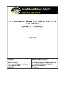 PROPOSED CONSTRUCTION OF POLICE HOUSES AT KASARANI POLICE STATION TENDER NO. KeNHAAPRIL, 2015