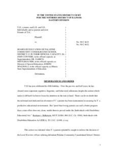 IN THE UNITED STATES DISTRICT COURT FOR THE NOTHERN DISTRICT OF ILLINOIS EASTERN DIVISION T.H., a minor, and L.H. and S.H., Individually and as parents and next