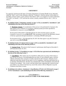 STATE OF VERMONT AMENDMENT TO PERSONAL SERVICES CONTRACT COVISINT PAGE 1 OF 53 CONTRACT #23945