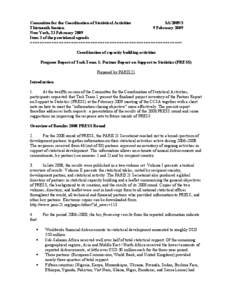 Committee for the Coordination of Statistical Activities SA[removed]Thirteenth Session 9 February 2009 New York, 23 February 2009 Item 3 of the provisional agenda