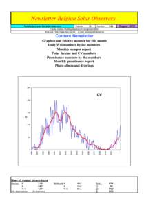 Newsletter Belgian Solar Observers Results and news for solar observers Volume 16 Number Franky Dubois Poelkapellestraat 57 langemark 8920