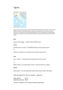 Flatbreads / Focaccia / Street food / Whitebait / Pesto / Entrée / Liguria wine / Ravioli / Vermentino / Food and drink / Italian cuisine / Pasta