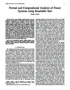 JOURNAL OF XX, VOL. X, NO. X, JANUARY XXXX  1 Formal and Compositional Analysis of Power Systems using Reachable Sets