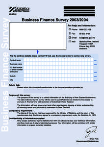 Business Finance Survey  BP/BF/01 Business Finance Survey[removed]For help and information: