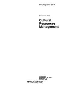 Army Regulation 200–4 Environmental Quality Cultural Resources Management