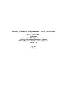 Microsoft Word - EPA_Pesticides in Rocky Mountain NPS & USFS sites_July 2011.doc