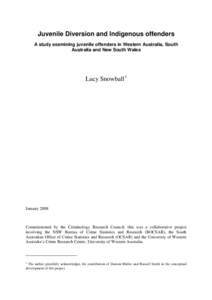 Juvenile diversion and Indigenous offenders : a study examining juvenile offenders in Western Australia, South Australia and New South Wales