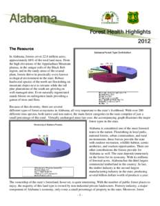 Alabama Forest Health Highlights 2012 The Resource In Alabama, forests cover 22.8 million acres, approximately 68% of the total land mass. From