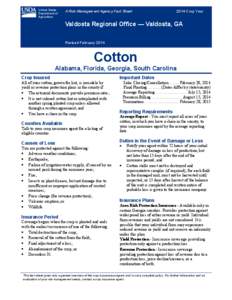 Cotton Crop Insurance in Alabama, Florida, Georgia, and South Carolina