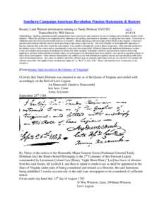 Southern Campaign American Revolution Pension Statements & Rosters Bounty Land Warrant information relating to Tandy Holman VAS1582 Transcribed by Will Graves vsl[removed]