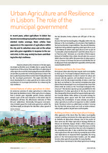 Urban Agriculture and Resilience in Lisbon: The role of the municipal government Jorge Castro Henriques