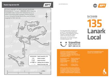 Route map service 135  Ref. W71T/9557FBus Timetable