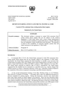 Review of MARPOL ANNEX VI and the NOx Technical Code: Control of NOx Emissions from Existing Marine Diesel Engines