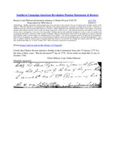 Southern Campaign American Revolution Pension Statements & Rosters Bounty Land Warrant information relating to Charles Peyton VAS170 Transcribed by Will Graves vsl 1 VA[removed]