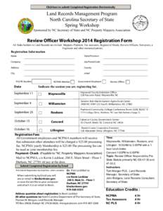 2011 Workshop Registration Form