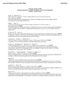 Lunar and Planetary Science XXXIX[removed]sess610.pdf Thursday, March 13, 2008 POSTER SESSION II: APOLLO SAMPLES AND LUNAR INTERIOR