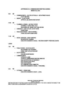 JEFFERSON CO. COMMISSIONER MEETING AGENDA MARCH 23, 2015 9:00 AM