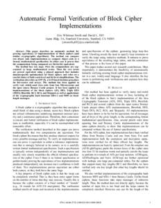 Automatic Formal Verification of Block Cipher Implementations