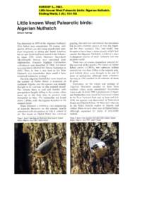 HARRAP S., 2002.
 Little known West Palearctic birds: Algerian Nuthatch.
 Birding World, 5 (4) : [removed]