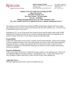 Eagleton Institute of Politics Rutgers, The State University of New Jersey 191 Ryders Lane New Brunswick, New Jersey[removed]www.eagleton.rutgers.edu