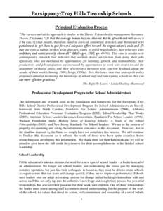 Parsippany-Troy Hills Township Schools Principal Evaluation Process “The carrots-and-sticks approach is similar to the Theory X described in management literature. Theory X assumes “(1) that the average human has an 