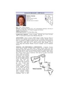 LEGISLATIVE BIOGRAPHY — 2007 SESSION  SHEILA LESLIE Democrat Washoe County Assembly District No. 27