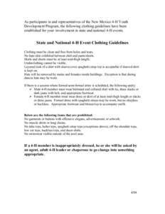 Microsoft Word - State and National 4-H Event Clothing Guidelines.doc
