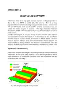 ATTACHMENT 3  MOBILE RECEPTION In the future, almost all the high-quality television programs will likely be provided via fiber to the home (FTTH) or satellite (BS, CS) networks. There is a strong requirement for terrest