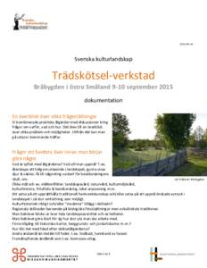 Svenska kulturlandskap Trädskötsel-verkstad Bråbygden i östra Småland 9-10 september 2015