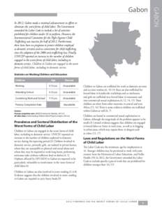 In 2012, Gabon made a minimal advancement in efforts to eliminate the worst forms of child labor. The Government amended the Labor Code to include a list of activities prohibited for children under 16 to perform. However