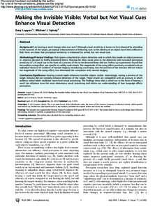 This version has been corrected by the author. For a list of formal corrections, please see the original http://www.plosone.org/article/info%3Adoi%2F10.1371%2Fjournal.poneMaking the Invisible Visible: Verbal but