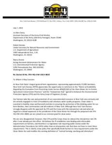 New York Farm Bureau  159 Wolf Road P.O. Box 5330  Albany, New York 12205  (Fax: (July 7, 2014 Jo-Ellen Darcy, Assistant Secretary of the Army (Civil Works), Department of the Army 1