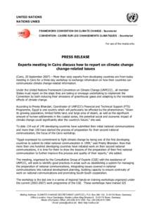 PRESS RELEASE - Experts meeting in Cairo discuss how to report on climate change change-related issues