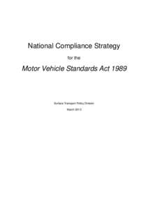 National Compliance Strategy for the Motor Vehicle Standards Act[removed]Surface Transport Policy Division
