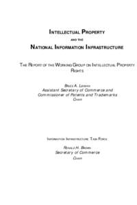 INTELLECTUAL PROPERTY AND THE NATIONAL INFORMATION INFRASTRUCTURE THE REPORT OF THE WORKING GROUP ON INTELLECTUAL PROPERTY RIGHTS