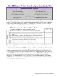 School Efficiency Profile: Kennebunkport Consolidated Sch School Information: [removed]School Demographics State Average Demographics, Grades K-5