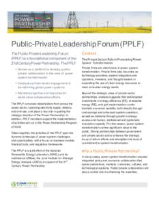 Public-Private Leadership Forum (PPLF) (Fact Sheet), 21st Century Power Partnership