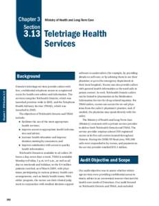 Chapter 3 Section Ministry of Health and Long-Term Care[removed]Teletriage Health