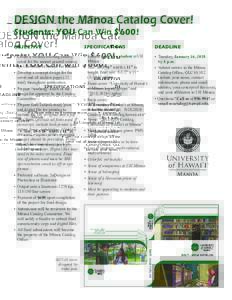 DESIGN the Manoa Catalog Cover! Students: YOU Can Win $600! OBJECTIVE SPECIFICATIONS