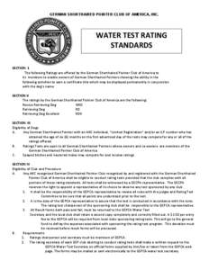 GERMAN SHORTHAIRED POINTER CLUB OF AMERICA, INC.  WATER	
  TEST	
  RATING	
  