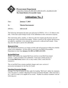 Procurement Department 2 Space Drive • Taylors, SC[removed] • ([removed] • Fax[removed]The School District of Greenville County  Addendum No. 2